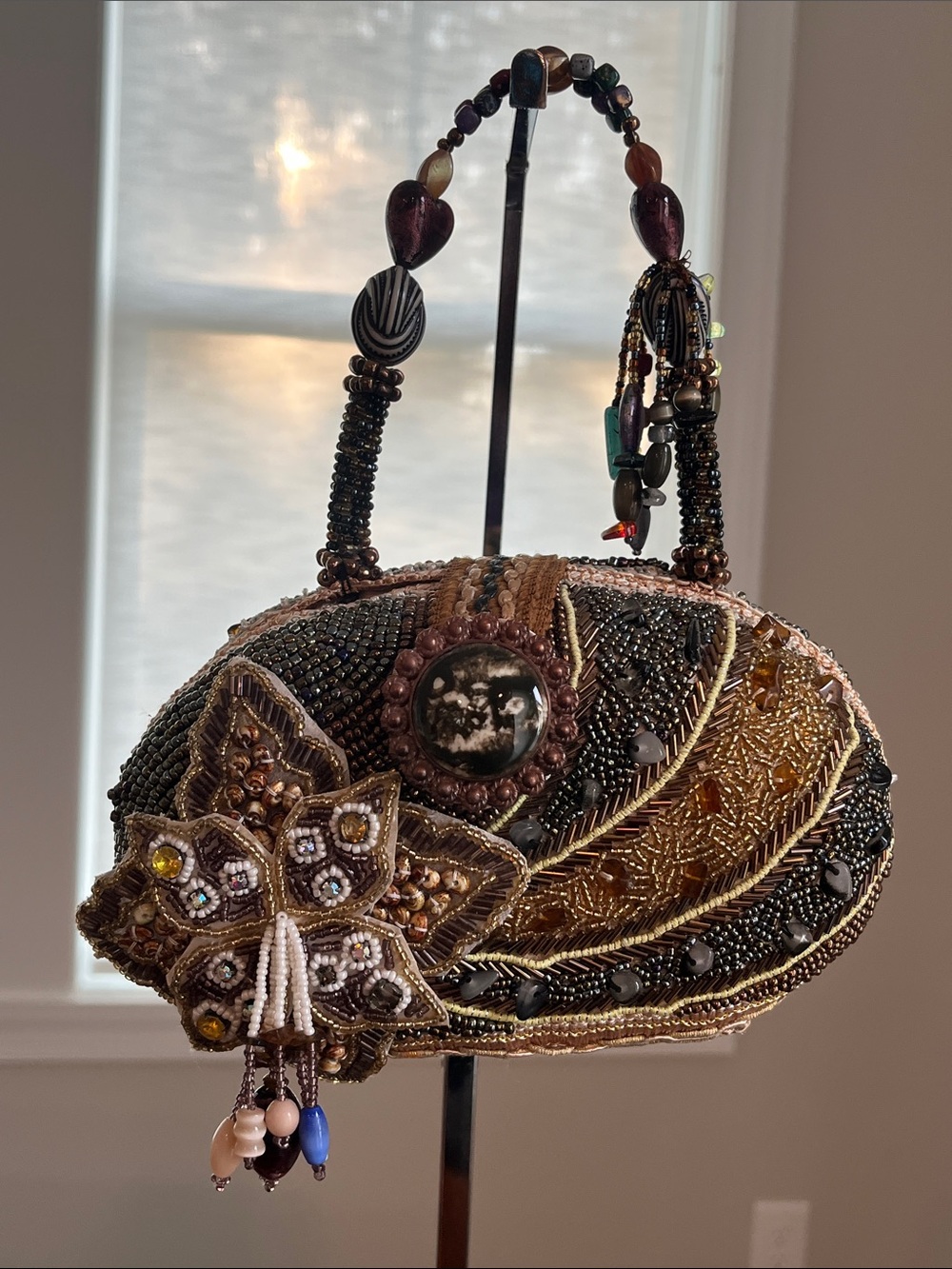 RARE Vintage Mary Frances Archival Beaded Top Handle Bag - 3D Butterfly Motif